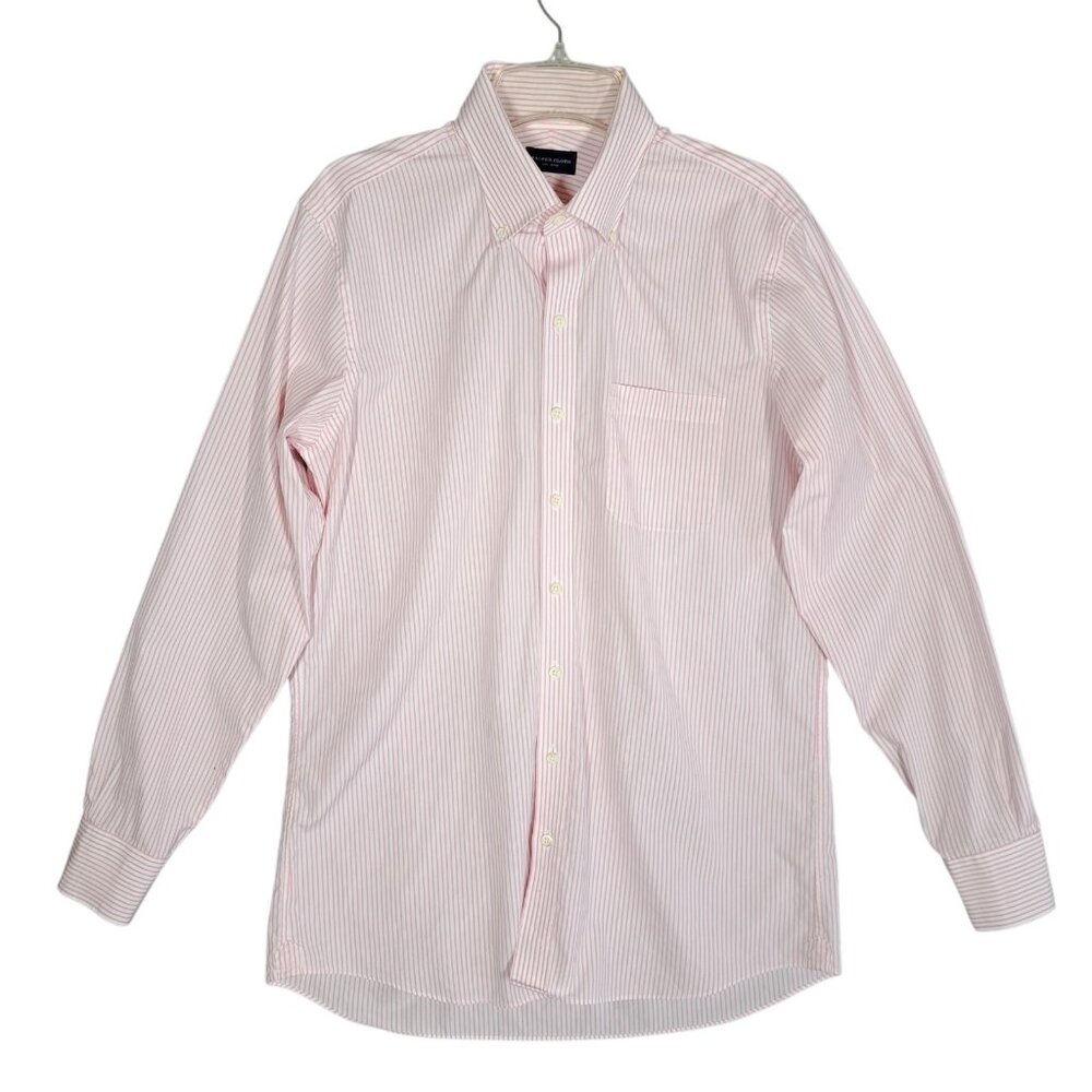 Proper Cloth Mens Button Down Shirt Up Front Sz 17.1-36.4 Pink Striped XL Cotton